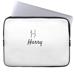 Housse Pour Ordinateur Portable Simple monogramme noir minimaliste lettre H ajoute
