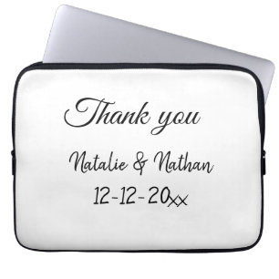 Housse Pour Ordinateur Portable Simple remerciement minimal couple nom texte date