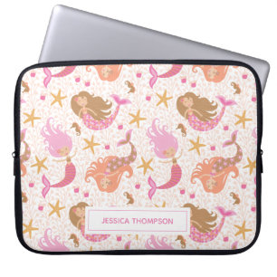 Housse Pour Ordinateur Portable Sirène rose mignonne personnalisée