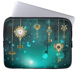 Housse Pour Ordinateur Portable Skeleton Keys on Green Background