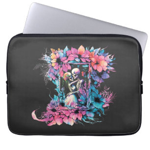 Housse Pour Ordinateur Portable Skeletons amoureux. Un bouquet de fleurs.