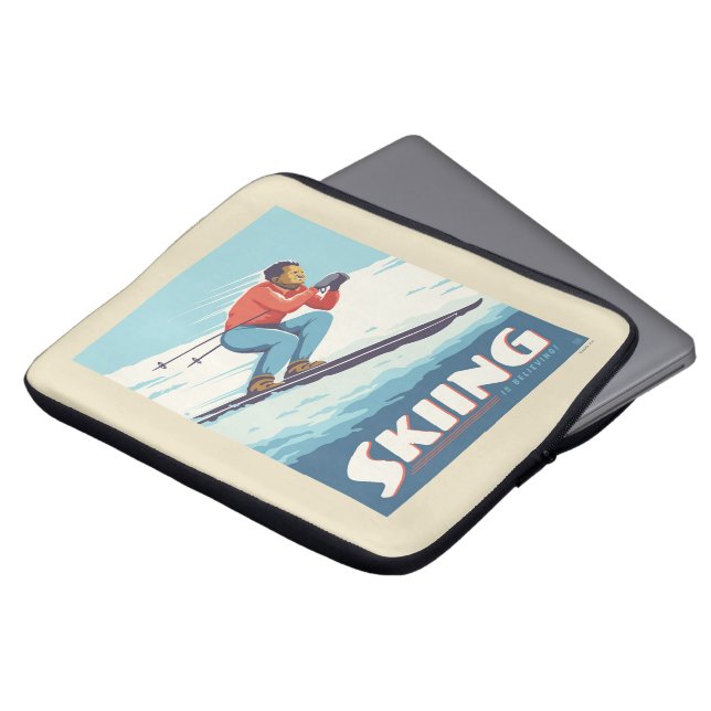 Housse Pour Ordinateur Portable Ski est croire Retro Print (Devant haut)