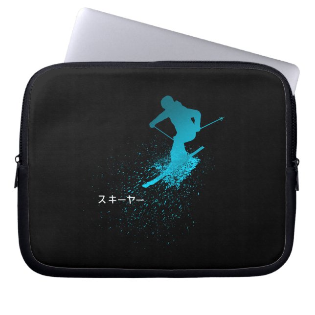 Housse Pour Ordinateur Portable Skier, Ski, Japonais (Devant)