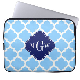 Housse Pour Ordinateur Portable Sky Blue What Marocain #5 Navy Blu 5c Nom Monogram