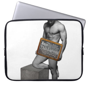 Housse Pour Ordinateur Portable SlipperyJoe's Thanksgiving man hot six pack abs un