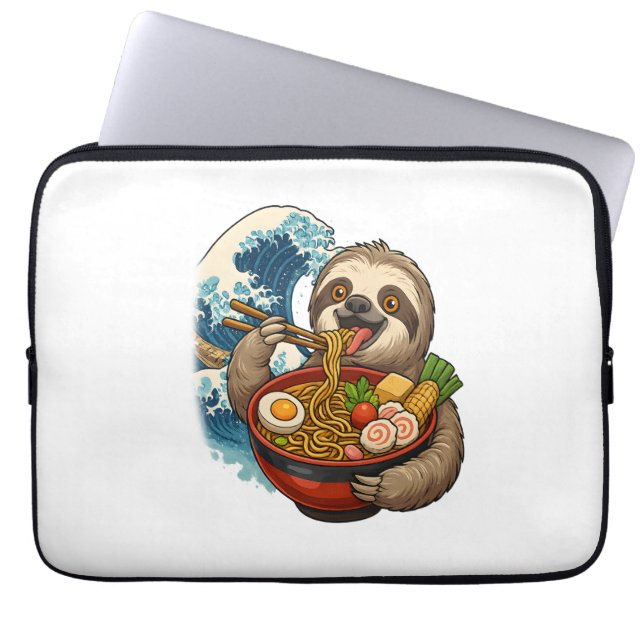 Housse Pour Ordinateur Portable Sloth Mange Japonais Ramen (Devant)