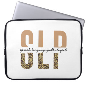 Housse Pour Ordinateur Portable SLP papier guépard orthophoniste cadeau