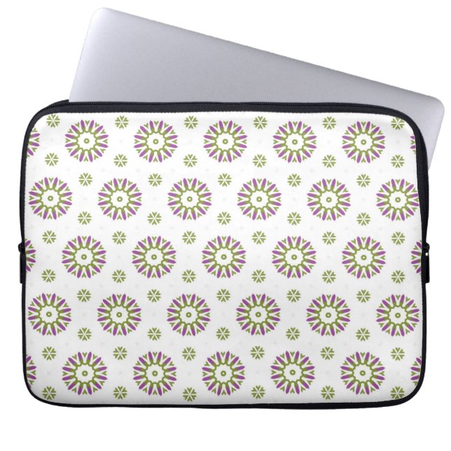 Housse Pour Ordinateur Portable Small Purple and Green Geometric Rosettes (Devant)