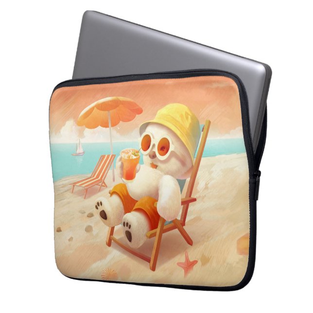 Housse Pour Ordinateur Portable Smile Dog - Mode Plage Activé (devant gauche)