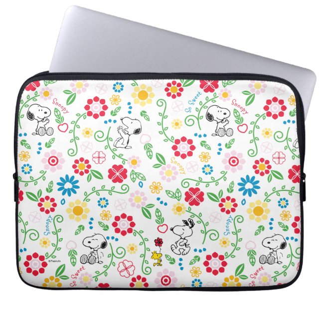 Housse Pour Ordinateur Portable Snoopy So Sweet Flower Motif (Devant)
