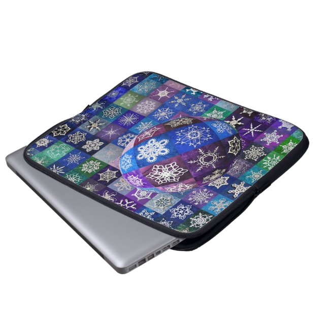 Housse Pour Ordinateur Portable Snowcatcher Snowflake Température Quilt (Devant bas)