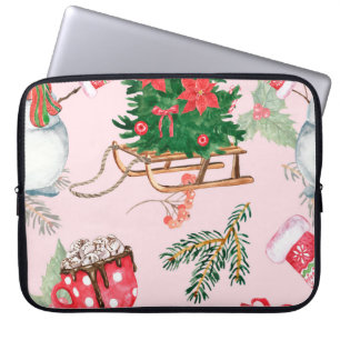 Housse Pour Ordinateur Portable Snowman de Noël Motif sans voile.
