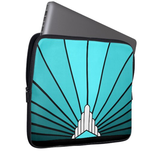 Housse Pour Ordinateur Portable Soleil Art déco en aqua (Devant droit)