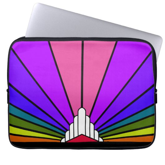Housse Pour Ordinateur Portable Soleil Art déco en arc-en-ciel (Devant)