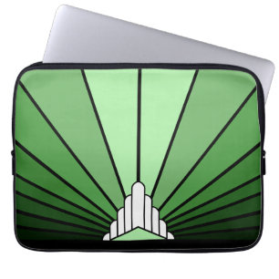 Housse Pour Ordinateur Portable Soleil Art déco en vert