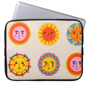 Housse Pour Ordinateur Portable soleils Abstraits : motif sans couture ethnique.
