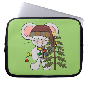 Housse Pour Ordinateur Portable Souris de Noël décorant l'arbre