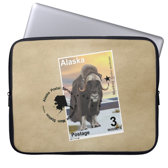 Housse Pour Ordinateur Portable Souvenir du timbre de Muskox (Devant)