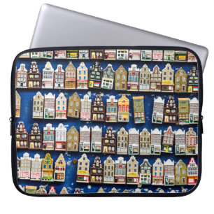 Housse Pour Ordinateur Portable souvenirs hollandais, scène de rue à Amsterdam.