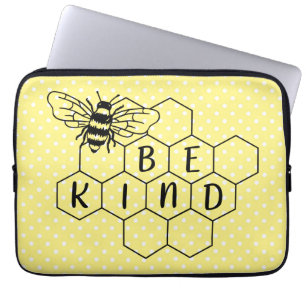 Housse Pour Ordinateur Portable Soyez gentil Bumble Bee Yellow Polka Dot Portable