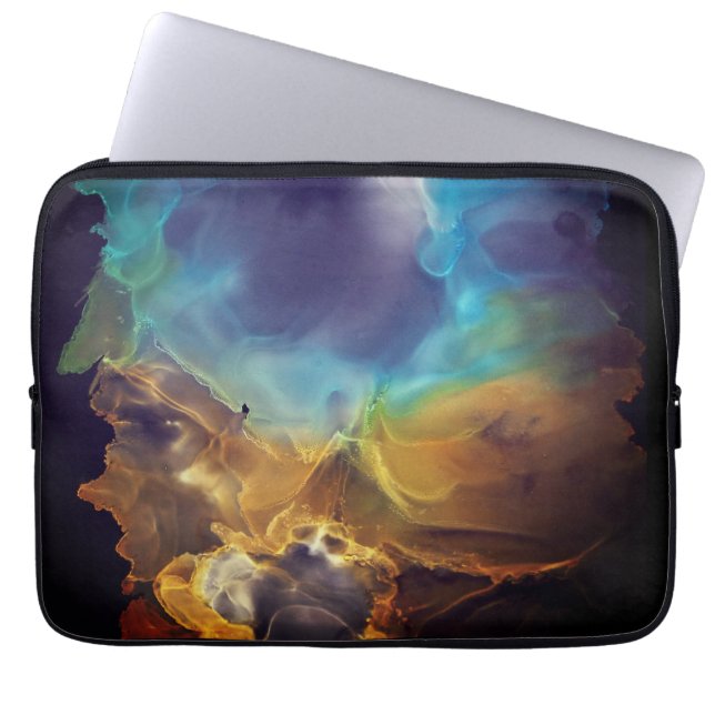 Housse Pour Ordinateur Portable Space Nebula bleu jaune Alcool art (Devant)