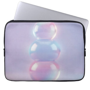 Housse Pour Ordinateur Portable Sphères empilées pastel iridescent rêveur 
