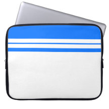 Sporty Bright Blue Twin Racing Stripes Sur Blanc