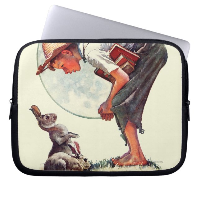 Housse Pour Ordinateur Portable Springtime, garçon 1935 avec le lapin (Devant)