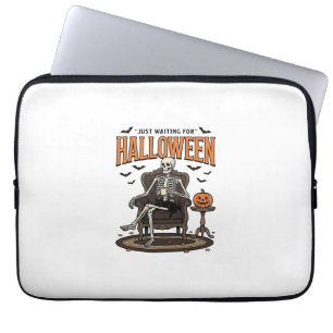 Housse Pour Ordinateur Portable Squelette d'Halloween attendant drôle Vintage_1