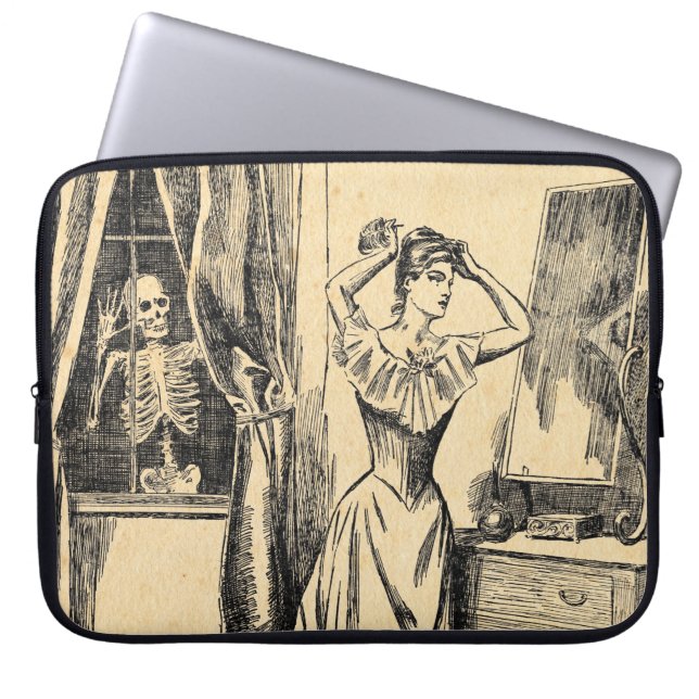 Housse Pour Ordinateur Portable Squelette remarquant sur Madame victorienne (Devant)