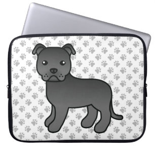 Housse Pour Ordinateur Portable Staffie anglais noir Chien de dessin animé mignon 