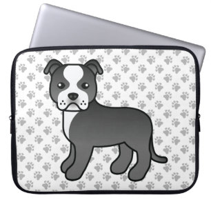 Housse Pour Ordinateur Portable Staffie noir et blanc Chien de dessin animé mignon