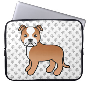 Housse Pour Ordinateur Portable Staffie Rouge Et Blanc Chien De Dessin Animé Migno