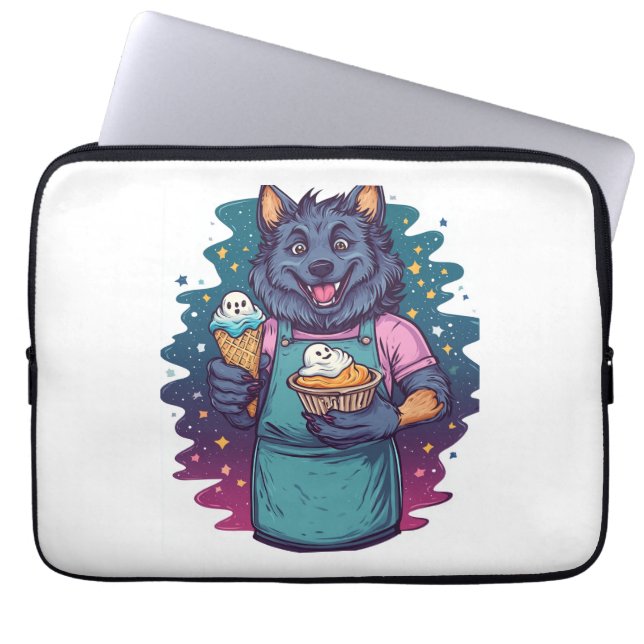 Housse Pour Ordinateur Portable Stand de glace loup-garou (Devant)