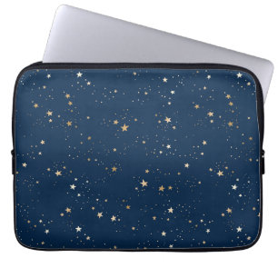 Housse Pour Ordinateur Portable Star d'or sur le Motif de nuit bleu