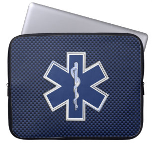 Housse Pour Ordinateur Portable Star of Life Paramedic Emergency Blue Carbon Style