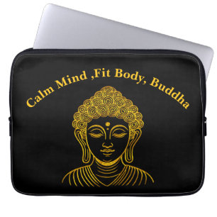 Housse Pour Ordinateur Portable Statue du Bouddha d'or dans un cadre calme