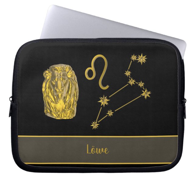Housse Pour Ordinateur Portable Sternzeichen Löwe 3D, gold -  Laptopschutzhülle (Devant)