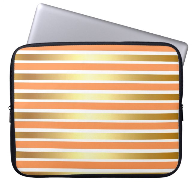 HOUSSE POUR ORDINATEUR PORTABLE STRIPES BRILLANTES BLANCHES D'OR POINTE (Devant)