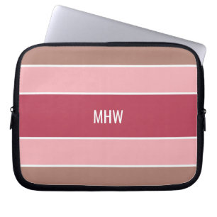 Housse Pour Ordinateur Portable Stripes Motif monogramme personnalisé manches d'or