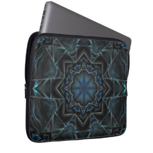 Housse Pour Ordinateur Portable Style d'engrenage kaléidoscope bleu brossé