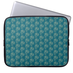 Housse Pour Ordinateur Portable Style ethnique Floral Mini-imprimé Beige sur Turqu