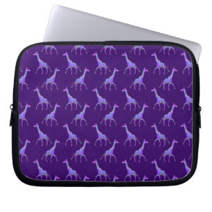 Housse Pour Ordinateur Portable Style hippie étincelant Giraffe violette