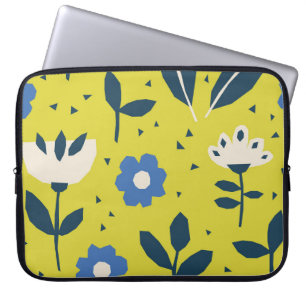 Housse Pour Ordinateur Portable Style scandinave, motif sans couture fleurie.