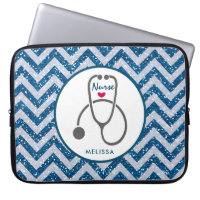 Stylish Grey Nuring Stethoscope sur Blue Chevron