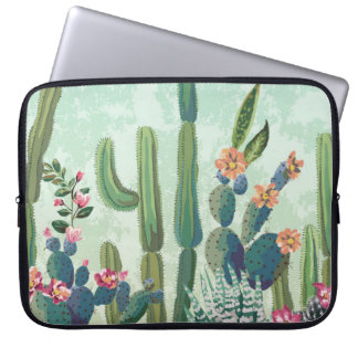 Housse Pour Ordinateur Portable Succulents mignons : Motif de cactus Vintage