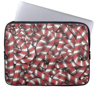 Housse Pour Ordinateur Portable Sucres de canne Abstraits à rayures rouges tordues