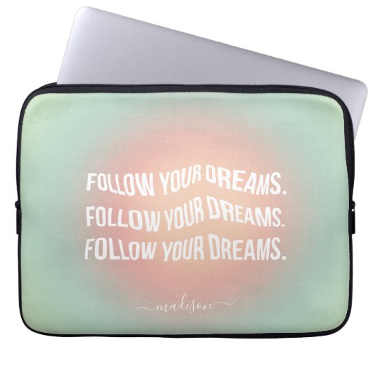 Housse Pour Ordinateur Portable Suivez vos rêves Pastel Gradient Motivationnel (Devant)