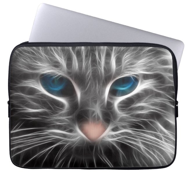 Housse Pour Ordinateur Portable Superbe Chat aux Yeux Bleus (Devant)