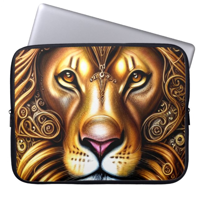 Housse Pour Ordinateur Portable Superbe Lion d'Or (Devant)